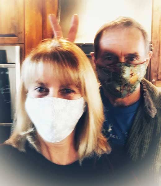 Bonnie and John in masks