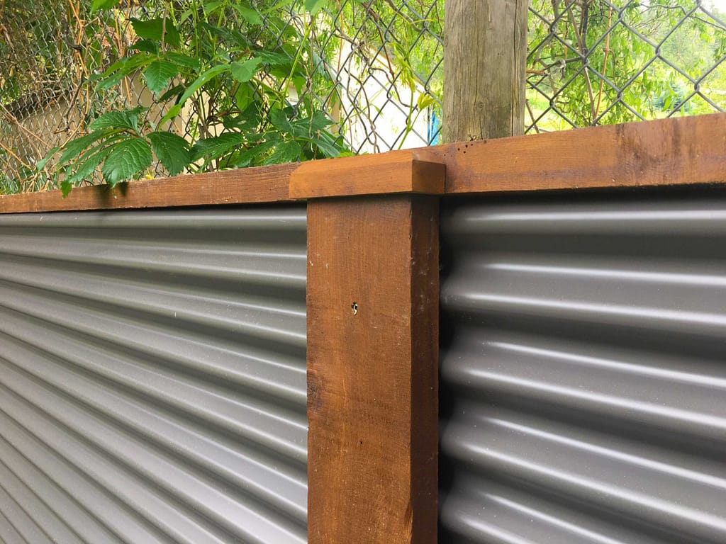 finished corrugated metal fence