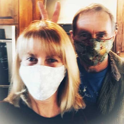 Bonnie and John in masks